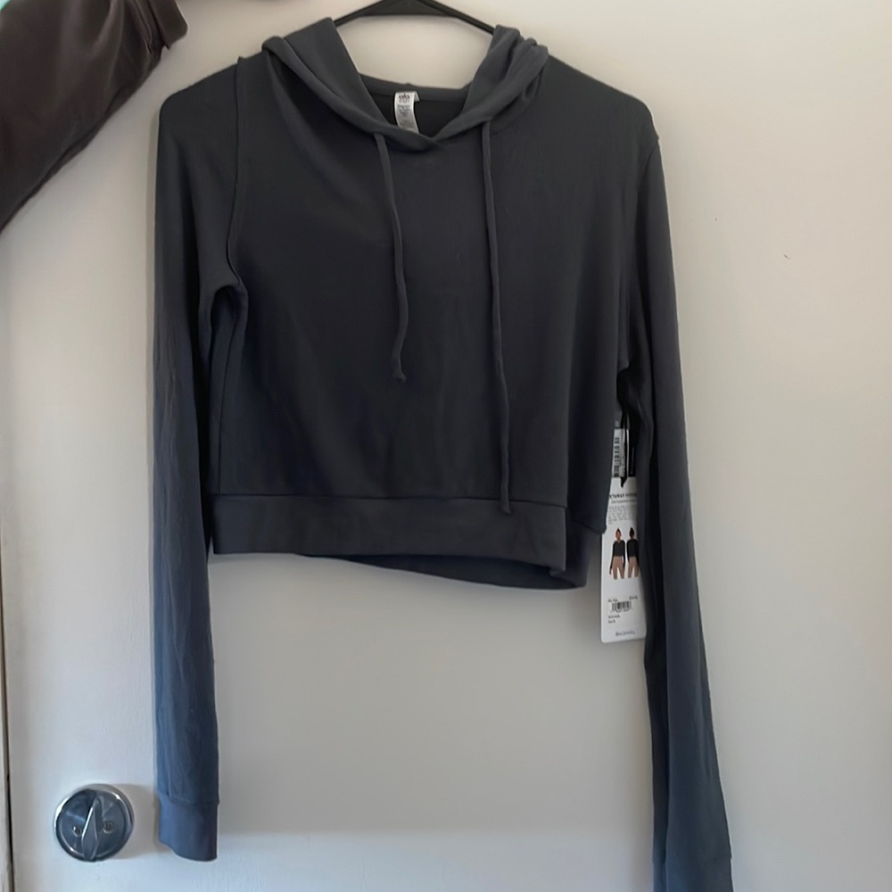 alo cropped cashmere hoodie
